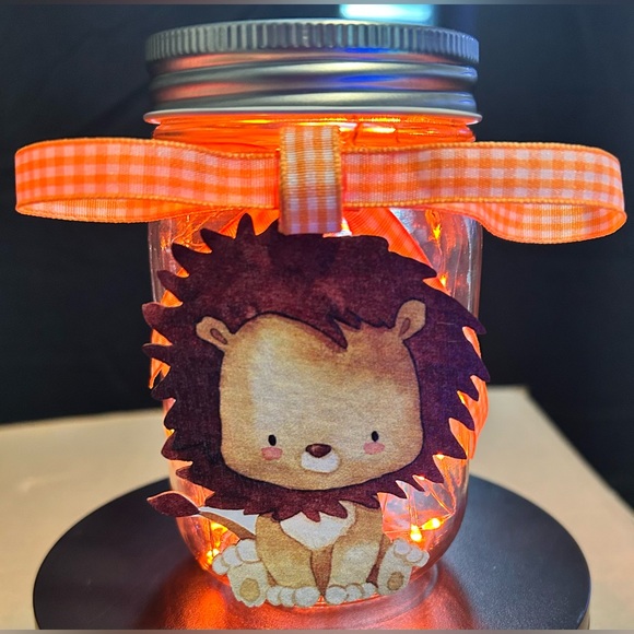 Hand Crafted Other - LION CUB WOODEN CUT-OUT DECOR W/ 7’ OF ORANGE LED LIGHTS & ORANGE BOW/HANDMADE